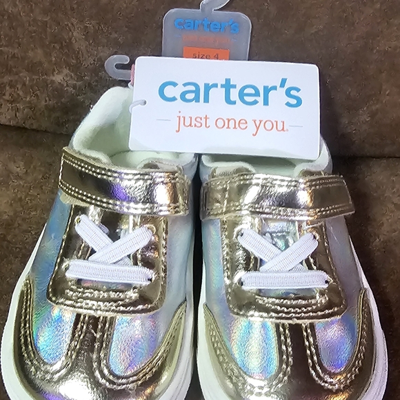 Carter's Iridescent Gold Kids Sneakers - Picture 1 of 2